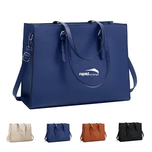 Leather Laptop Tote Bag for Women 15.6 Inch
