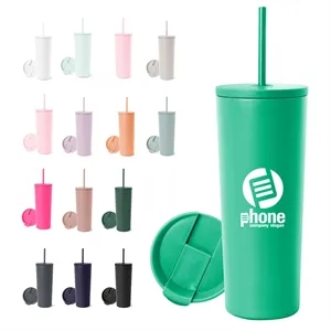 24oz Simple Insulated Tumbler with Lid Straw