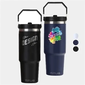 Premium 30 oz TiTUS® Double Wall Stainles Flip Straw Tumbler | https://www.bestnamebadges.com