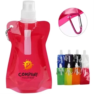 17 Oz. Collapsible Sports Water Bottle With Carabiner Clip
