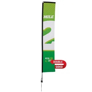 14.5' Premium Rectangle Sail Sign Flag 2-Sided, Ground Spike