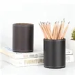 Circular Leather Pen Holder Desktop Stationery Storage Box | https://www.bestnamebadges.com