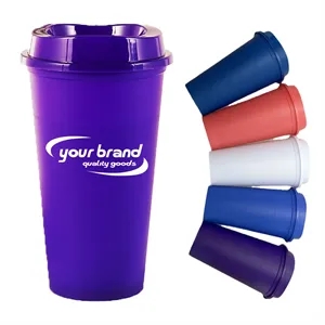 16OZ Reusable Plastic Cup With Lid Coffee Juice Kids Adults