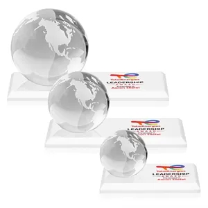 Globe VividPrint™ Award on Rectangle Base - White | https://www.bestnamebadges.com