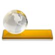 Globe VividPrint™ Award on Rectangle Base - Amber | https://www.bestnamebadges.com