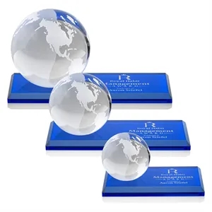 Globe Award on Rectangle Base - Blue | https://www.bestnamebadges.com