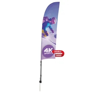 7' Streamline  Blade Sail Sign Flag, 2-Sided, Ground Spike