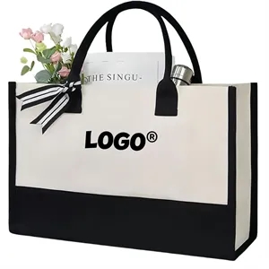 Canvas Beach Tote Bag Initial Classic Present Personalized
