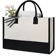 Canvas Beach Tote Bag Initial Classic Present Personalized | https://www.bestnamebadges.com