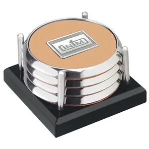 Four Coasters with Black Acrylic Tray | https://www.bestnamebadges.com