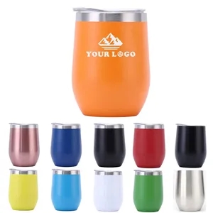 12OZ Stainless Steel Wine Tumbler With Lid