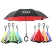Large Inverted Reverse Umbrella C-Shaped Handle Windproof | https://www.bestnamebadges.com