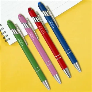 Metal Ballpoint Pen With Color Stylus Tip | https://www.bestnamebadges.com