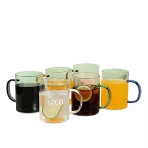 13oz Glass Cup With Handle Tumbler Wide Mouth Drinking