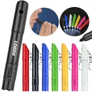 3 in 1 Emergency Ballpen LED Flashlight Whistle Keychain Pen