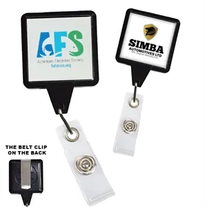 Big Log Square Retractable Badge Reel w/ Belt Clip | https://www.bestnamebadges.com