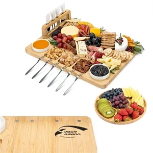 Large Charcuterie Bamboo Cheese Board Knife Set