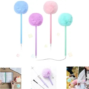 Cute Fluffy Pompom Metal Ballpoint Pen