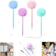 Cute Fluffy Pompom Metal Ballpoint Pen | https://www.bestnamebadges.com