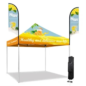 10' Custom Printed Aluminum Frame Tent W/ Double Sided Flags