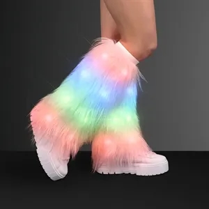 Rainbow lights funky furry leg warmers