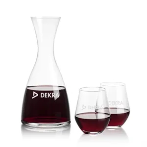 Barham Carafe & Reina Stemless Wine | https://www.bestnamebadges.com