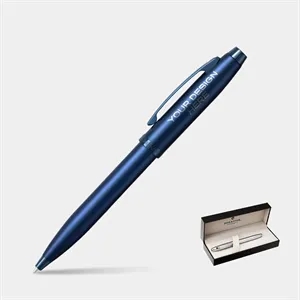 SHEAFFER® 100 9371 Satin Blue Trim Executive Ballpoint Pen | https://www.bestnamebadges.com