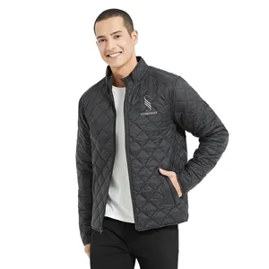 Men's Quilted Full Zip Jacket With Custom Logo Embroidery