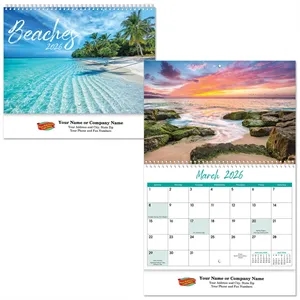 Full Color Beaches Spiral Wall Calendar | https://www.bestnamebadges.com