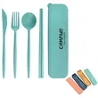 Custom Wheat Straw Cutlery Set With Case Tableware Portable | https://www.bestnamebadges.com