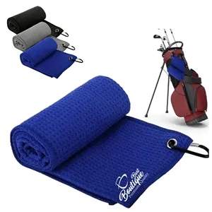 Custom Golf Towel Microfiber Waffle With Clip