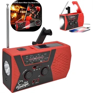 Portable Emergency Hand Crank Radio With LED Flashlight