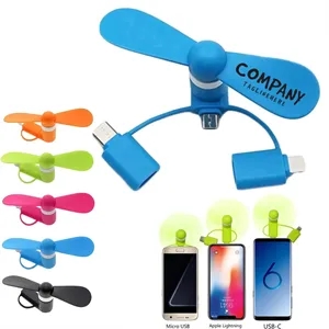 3 In 1 Usb Mini Fan Portable Mobile Phone Cooler 