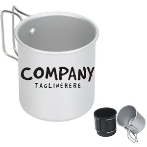 Aluminum Camping Cup Mug With Foldable Handle Picnic Hiking