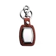 Leather And Brushed Plate Keyring Gift Keychain | https://www.bestnamebadges.com