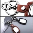 Leather Car Keychain Open Design With Metal Decoration | https://www.bestnamebadges.com