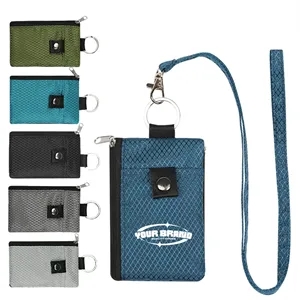 RFID Blocking Small Wallet W/ ID Window Lanyard  Pouch