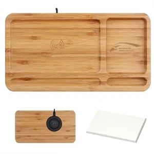15W Bamboo Wood Tray Wireless Charger Storage Solid