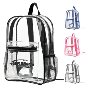 Personalized School PVC Clear Backpack with Reinforced Strap