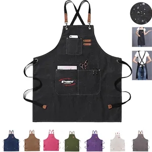 Adjustable Waterproof Canvas Chef Apron With Large Pockets