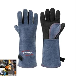 16 In Heat Resistant Welding Fire Leather Work BBQ Glove