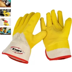 Wrinkle Rubber Safety Work Welding Protection Canvas Gloves