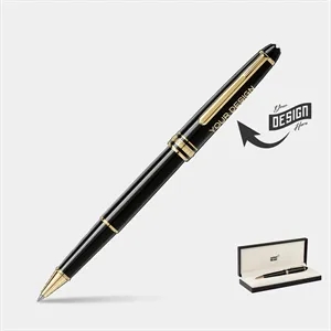 MONTBLANC® Classique Rollerball Black and Gold Trim Pen | https://www.bestnamebadges.com