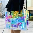 Iridescent  Tote Bags Fashion Holographic Clear Handbag | https://www.bestnamebadges.com