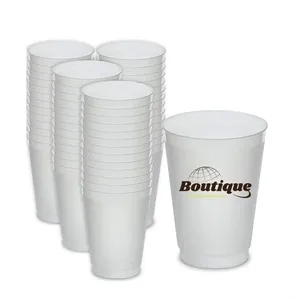 16Oz Party Cups Reusable Plastic Frosted Glass