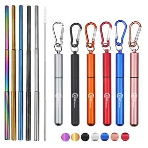 Reusable Collapsible Straws with Aluminum Case