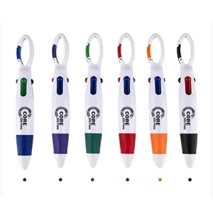 Four Color Ink Carabiner Shuttle Pens