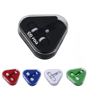 Portable Promotional Earbuds Triangle Case