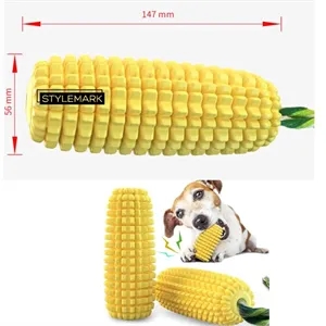 Dog chewing corn cob toy without making a sound