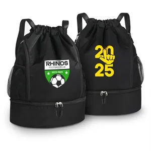 Drawstring Backpack With Shoes Compartment